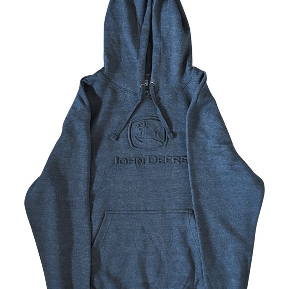 John Deere Men's Navy Embossed Logo Hoodie Sweatshirt Large **RARE** 13025785NV - Picture 2 of 2